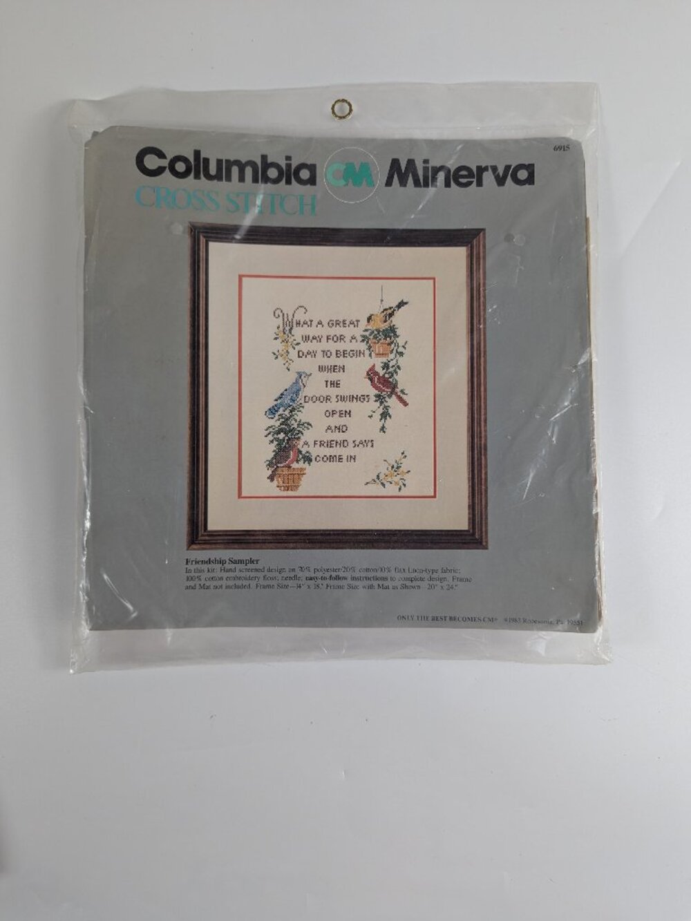 Columbia Minerva Cross Stitch Kit - Friendship Sampler with Birds